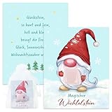 BOFUNX Kinder Wichtelstein Geschenk, Wichtelstein + Karte + Organzasäckchen, Kinder Wichtelgeschenk Weihnachten Neujahr Geschenk Glücksbringer