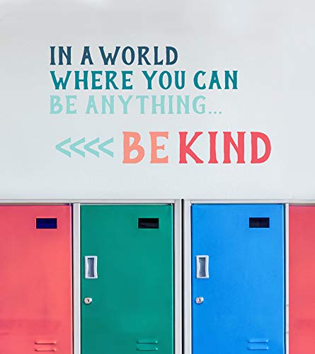 Paper Riot Co. Inspirational Wall Stickers "In A World Where You Can Be Anything… Be Kind" Positive Motivational Removable Adhesive Decals For Classroom Kids Room Nursery Bedroom Home Decor #TOP1