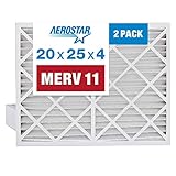 Aerostar 20x25x4 Air Filter MERV 11 (Removes Mold, Pollen, Dander, Dust, Smoke & Germs) - Electrostatic MPR 1000-1200 & FPR 7 - Pleated HVAC AC Furnace Air Filters - Pack of 2