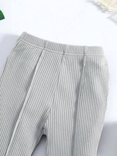Image of WDIRARA Toddler Girl's Ribbed Flare Leg High Waisted Elastic Waist Cute Simple Pants