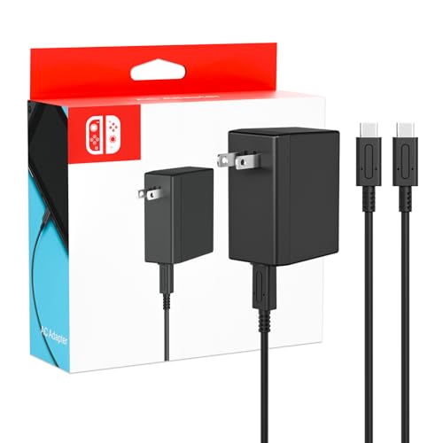 Image of Charger for Nintendo Switch, 45W AC Adapter Fast Charging with 2-Pack 5ft Detachable USB C Cable, Compatible with Switch /OLED /Lite, Steam Deck, Support TV Mode, Original Quality