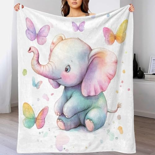 Cadeau pour collègues : couverture polaire éléphant aquarelle 3D - 4