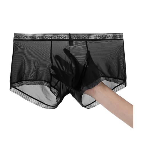 YAHWULAI Herren Boxershorts Unterwäsche für Männer Bequem und Hautfreundlich mit Einem Großen Beutel Schwarz L