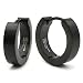 Pair Stainless Steel Hoop Huggy Men Earrings Brush Black 16mm