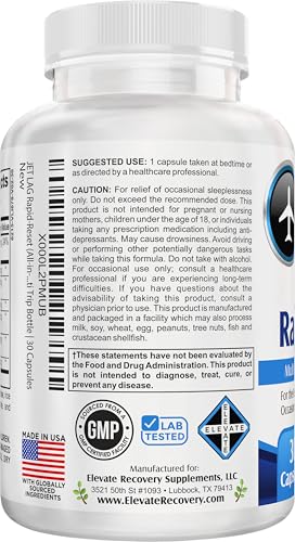 Elevate Recovery Supplements 1JLRR30 Jet Lag Pill