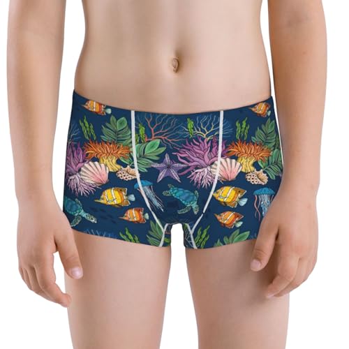Boys' Cotton Boxer Brief Soft Underwear-Undersea Animals