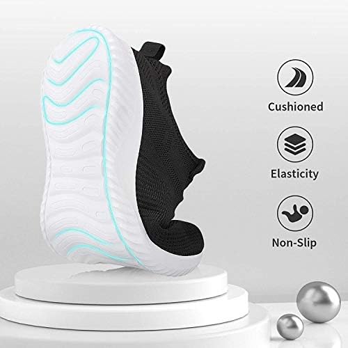 Rospick Walking Shoes for Men Slip On Men's Sneakers, Fashion Lightweight Breathable Running Shoes Sport Athletic Tennis Shoes, 01-Black 11 | Image 5