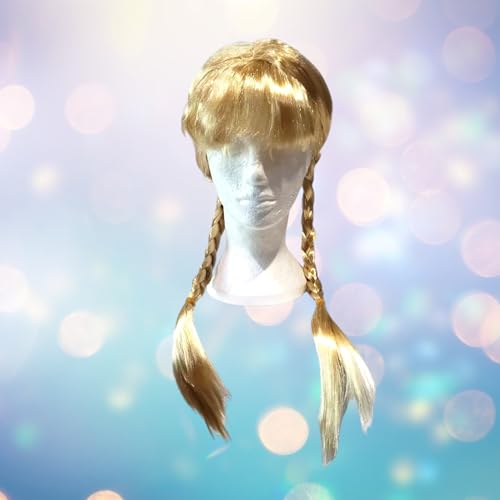 Fantasia Peruca Loira Princesa Sintética com Tranças laterais 60 Cm