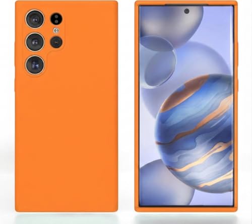 Image of DIZORO Microfiber Candy Compatible for Samsung S25 Ultra 5g Smooth Touch Cushion Liquid Soft Silicone Gel Rubber Phone Cases Non-Slip Full Body Protective Shockproof Back Cover(Orange)