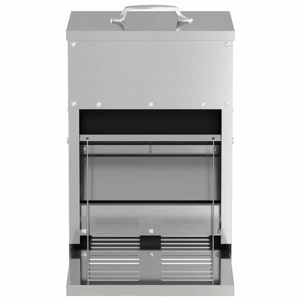 Comedero para patadas de pollo de acero galvanizado, 25 x 42 x 40 cm, resistente a la intemperie con capacidad de 4 kg, para interior y exterior, comedero robusto para aves de corral, gestión