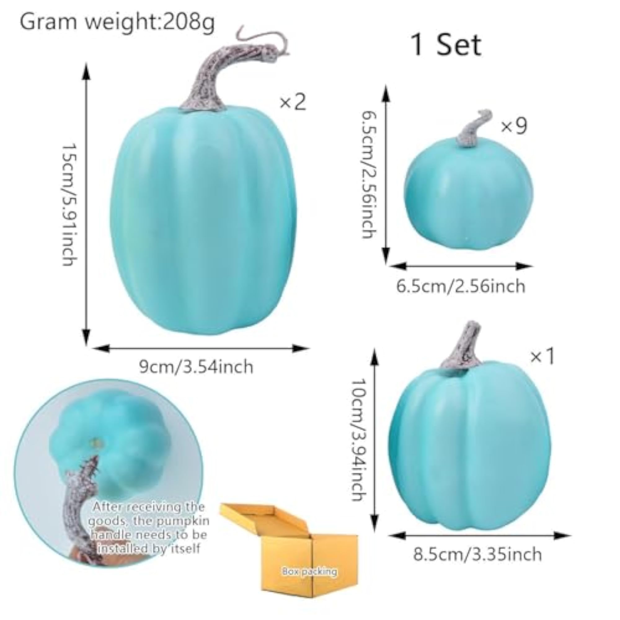 12 Pieces Foam Pumpkins for Tabletop Centerpiece, Blue