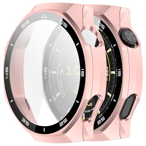 YAODLE For HUAWEI WATCH GT 6 Pro 46mm �J�o�[ �t�@�[�E�F�C WATCH GT 6 Pro 46mm �P�[�X PC�f�� �K���X�t�B������̌^ �S�ʕی� ��d�\�� �h�o ���{���Ɏq�� �L�Y�h�~ �y�ʁi���[�Y�S�[���h�j