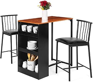 Best Choice Products 3-Piece Wooden Counter Height Dining Table Set for Kitchen, Dining