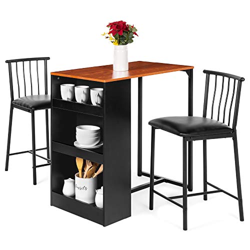 Best Choice Products 3-Piece Wooden Counter Height Dining Table Set for Kitchen, Dining