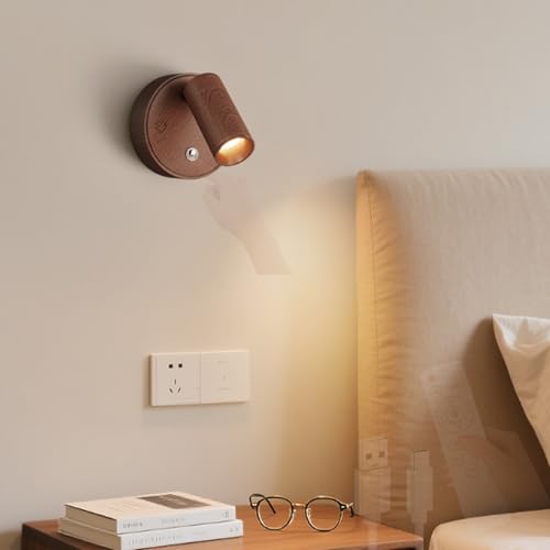 Aplique de pared LED táctil regulable con lámpara de pared con control remoto para dormitorio USB