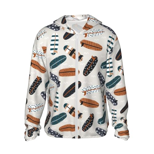 Chaqueta con capucha con cremallera y protección solar – Tabla de surf de verano ligera de manga larga para hombre y mujer, blanco y negro, M