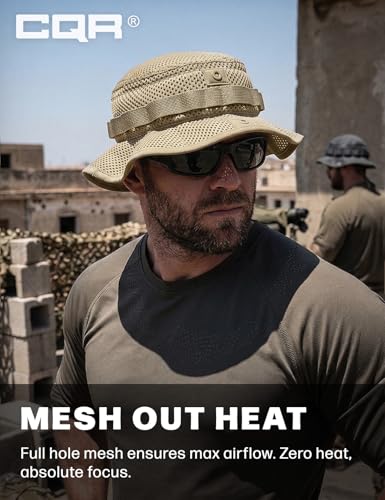 CQR Men\'s Tactical Boonie Hat, Breathable Packable Sun Hat for Hunting, Hiking, Fishing, Shooting, and Outdoor Activities, Sniper Alamo Khaki, Large-X-Large - Thumbnail 5