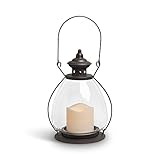 Gerson Everlasting Glow 42465 Battery Operated Metal and Glass School House Lantern with 3 by 3