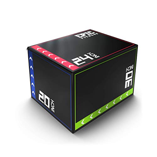 3-in-1 Foam Plyometric Jump Box – High-Density EPE Foam Core – Non-Slip & Easy-to-Clean PVC Leather Cover – Box Height: 20″, 24″, 30″ – For HIIT, MMA, Crossfit, Exercise, Fitness Training