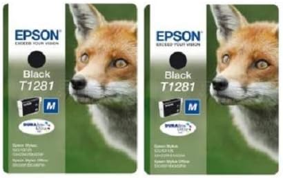 T1281 x2 Original Durabrite Fox Ink Cartridges, Black (Twin Pack), Genuine