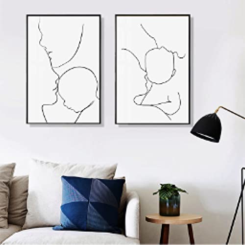 Tableau minimaliste bébé et famille pour salon moderne