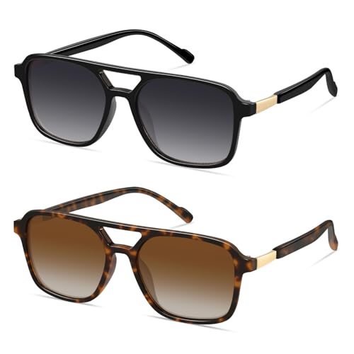 GRFISIA Retro Aviator Sunglasses for Women Men Trendy Rectangle Womens Mens Sun Glasses Shades for Driving Vacation UV400