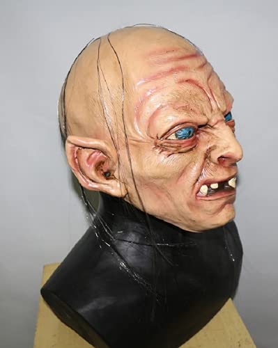 nice--buy Gollum Mask Realistic Creepy Party Mask Halloween Costume Latex Head Mask Scary Full Head Cosplay Props, Multicolor, M