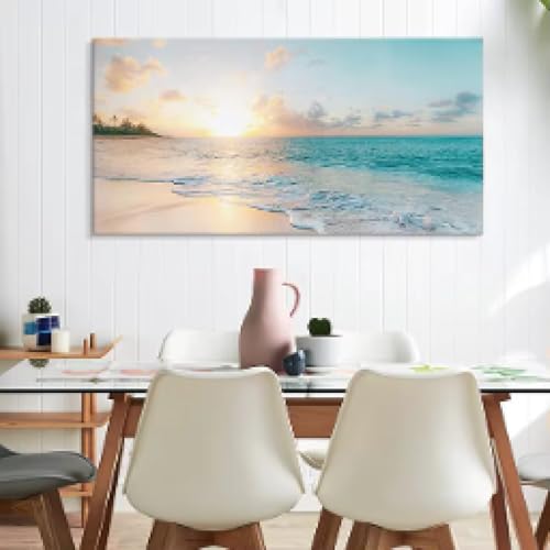 Affiche de paysage marin coloré d'Oahu Hawaï toile 55x110cm