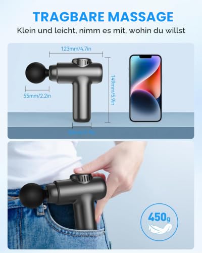 Mini Massagepistole, Tiefengewebe Massage Gun, 30 Geschwindigkeiten | Tragbares Massagegerät, LCD-Touchscreen… – Ansicht 6