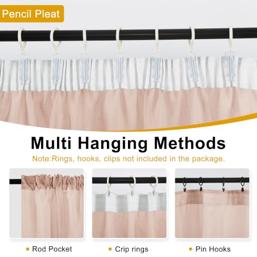 DWCN Voile Gardinen mit Kräuselband Transparent Blush Rosa H 220 x B 300 cm – Ansicht 4