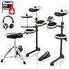 Donner DED-80 Electric Drum Kit with 4 Quiet Mesh Pads, 180+ Sounds, 30 Demo Songs, 10" Cymbals, 2 Pedals, Throne, Headphones, Sticks, USB MIDI, Melodics Lessons, White
