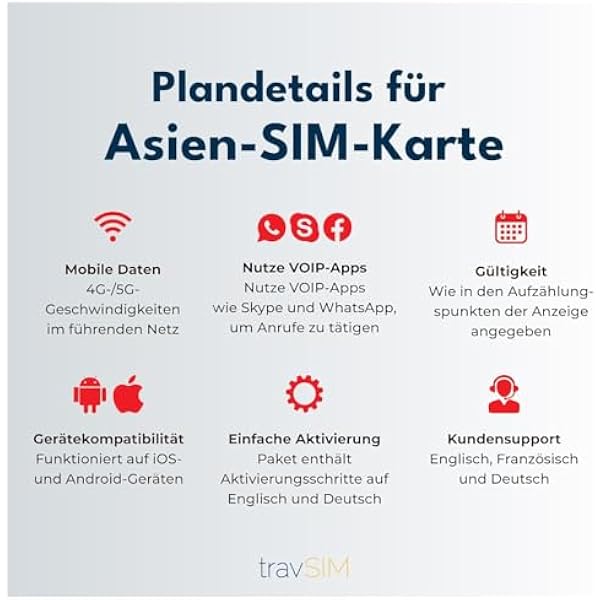 SIM-карта Asia travSIM | 15 дней - 10 ГБ | SIM-карта Asia, использование в Макао, Китае, Гонконге, Малайзии, Таиланде, Сингапуре и других странах | Доступ к Google, Facebook, Whatsapp и другим | Без