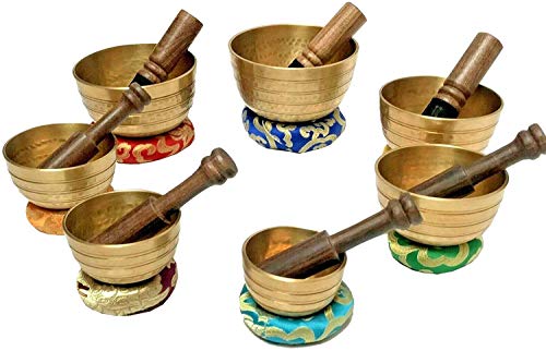 Chakra Healing Tibetan Bronze Singing Bowl 7 Sets of Meditation Bowls From Nepal