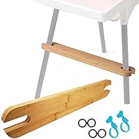 Hochstuhl-Fußstütze, Rutschfeste Natürliche Bambus-Hochstuhl-Fußstütze Verstellbare Baby-Hochstuhl-Zubehör mit Gummiringen, Bambus-Holz-Fußstütze Kompatibel mit IKEA Antilop-Hochstuhl