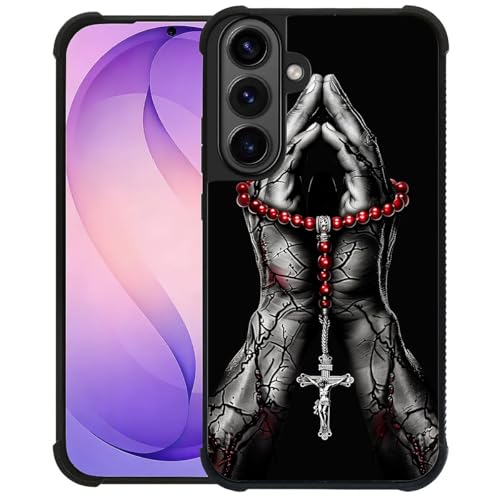 Coque Samsung S26 motif chapelet rouge et croix en polycarbonate rigide