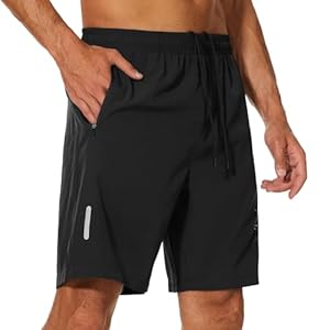 Mens Gym Running Shorts Breathable Quick Dry 7″ Gym Athletic Shorts with Zipper Pockets and Reflective Strip
