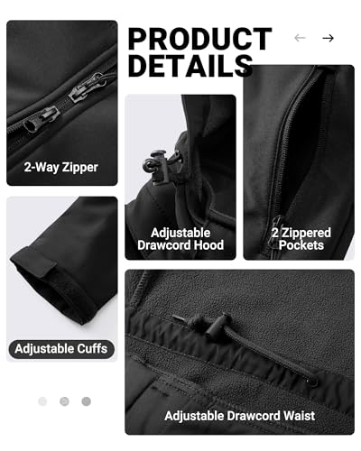 Outdoor Ventures Damen Softshell Lange Jacke mit Kapuze Fleece gefütterte Winddichte Jacke für Frauen Wasserdichte Windjacke