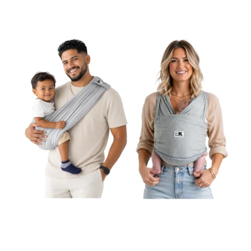 Image of Baby K'tan Original Pre-Wrapped Baby Carrier & Wrap, Heather Grey, Medium | Made to fit you and keep baby close. Use the size guide to select your size. Easy slip-on design with no buckles or hardware.
