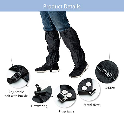 Leg-Gaiters-High-Waterproof-Snow-Boot-Shoe-Cover-with-Zipper-Adjustable-Breathable-Lightweight-Windproof-Sand-Proof-for-Outdoor-Hiking-Skiing-Backpacking-Trekking-Camping-Climbing-Snowshoeing