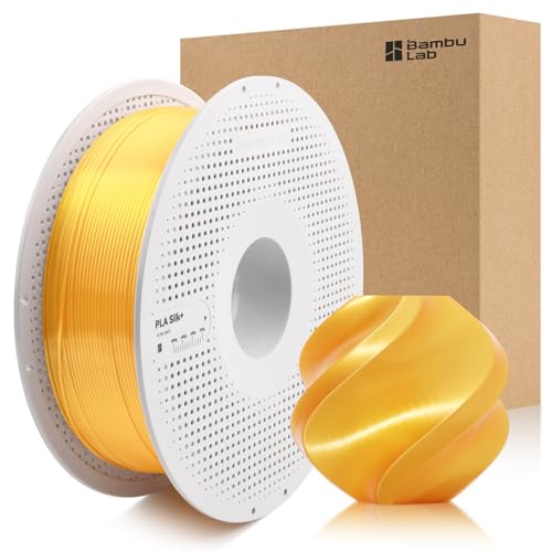 3DTOOLS Bamboo 1.75MM PLA Silk+ Filament Shiny Like Chrome, Smooth Like Silk High Speed &Easy Printing Eco Friendly with RFID for Bambu Lab A1,A1MINI,X1,P1 AMS 1KG +/- 0.03mm (Gold 13405)