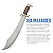 SZCO Sea Marauder 17” Fixed Blade Scimitar Sword –Full Tang Hunting Stainless Steel Sword with Curved Blade, Wooden Handle, Brass Guard & Leather