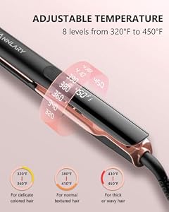 Annlary Hair Straightener 1 Inch Flat Iron and Curler 2 in 1 Titanium Ceramic Ionic Dual Voltage Straightener with Heat-Resistant Silicone, for Less Frizz, Shinier & Smoother — photo 3 of 6