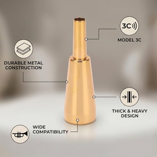 Embouchure de trompette en métal de taille 3C avec finition dorée