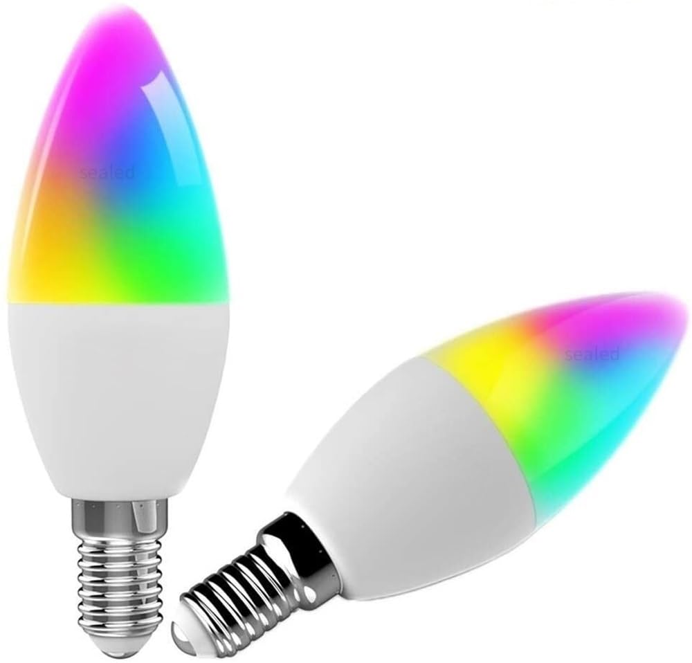 KJXP, Paquete de 10 bombillas LED inteligentes con forma de vela y WIFI, CA 85-265 V, E14, RGB+CW+WW, control por voz(E14 5W)