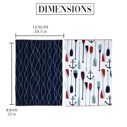 Pavilion - Anchor Boat Oar - Set of Two 20" x 28" Decorative Tea Towels - Summer Lake Beach Boat Ocean Waterfront Seaside Nautical Kitchen Decor by Pavilion Gift - Used condition - Image 2