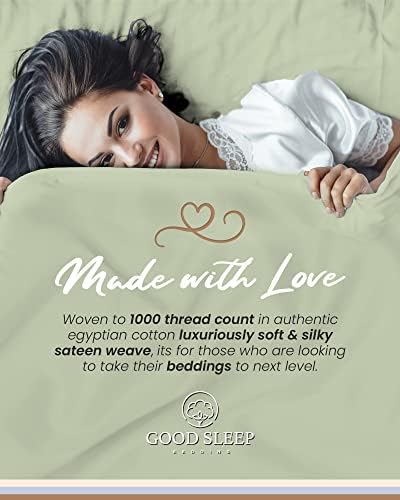 100% Egyptian Cotton Bed Sheets Queen, 1000 TC Cooling Sheets, 4 Pc Sage Queen Bed Sheets Set, 16 inch Deep Pocket Queen Sheet Set, Bedsheets Queen Size Set with 2 Pillowcases, Fitted & Flat Sheet - 4