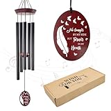 Howarmer Memorial Wind Chimes for Loss of Loved One, 33.5' Sympathy Wind Chimes with Feather & Butterfly Remembrance Sail, Deep Tone Bereavement Gift for Loss of Mom Dad, Outdoor Garden Decor