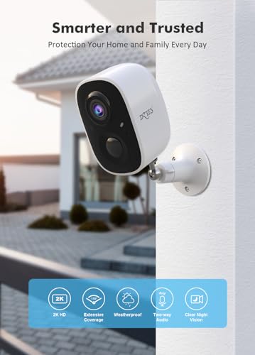 Dzees-2K-Security-Cameras-Wireless-Outdoor-Battery-Powered-AI-Motion-Detection-Spotlight-Siren-Alarm-WiFi-Surveillance-Indoor-Home-Camera-Color-Night-Vision-2-Way-Audio-LocalCloud-IP66-4-Pack
