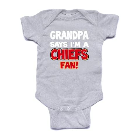 NanyCrafts Baby's My Grandpa Says I'm a Chiefs Fan Bodysuit 12 Month Grey Cover