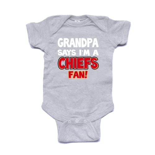 NanyCrafts Baby's My Grandpa Says I'm a Chiefs Fan Bodysuit, Baby Chiefs Fan